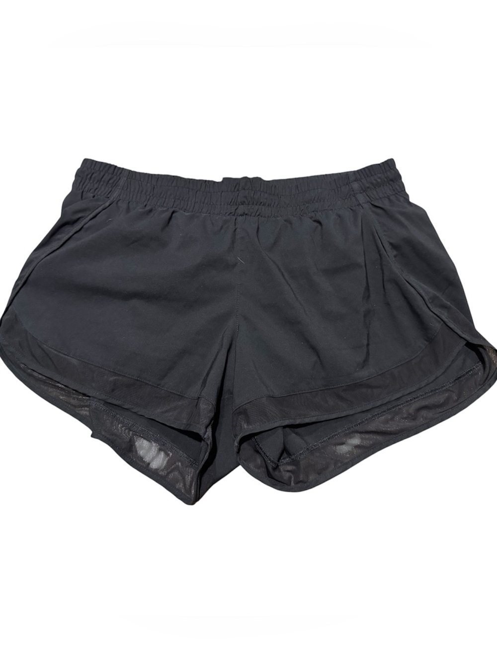 Athleta Printed Mesh Racer Run 4" shorts Black Size Large